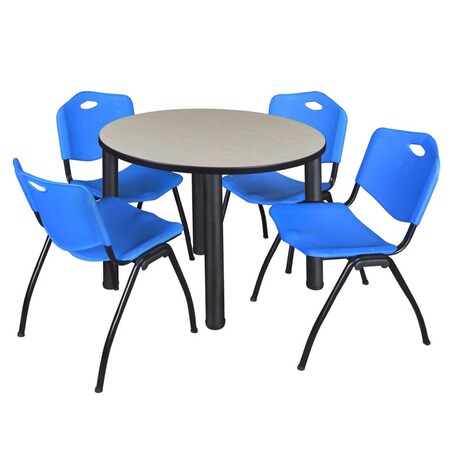 Kee Kee Round Table & Chair Set, Wood, Metal, Plastic Top, Maple TB36RNDPLBPBK47BE